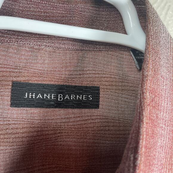 Jhane Barnes Maroon Long Sleeve Silk Cotton Blend Striped Shirt Mens Size Large - Picture 3 of 7